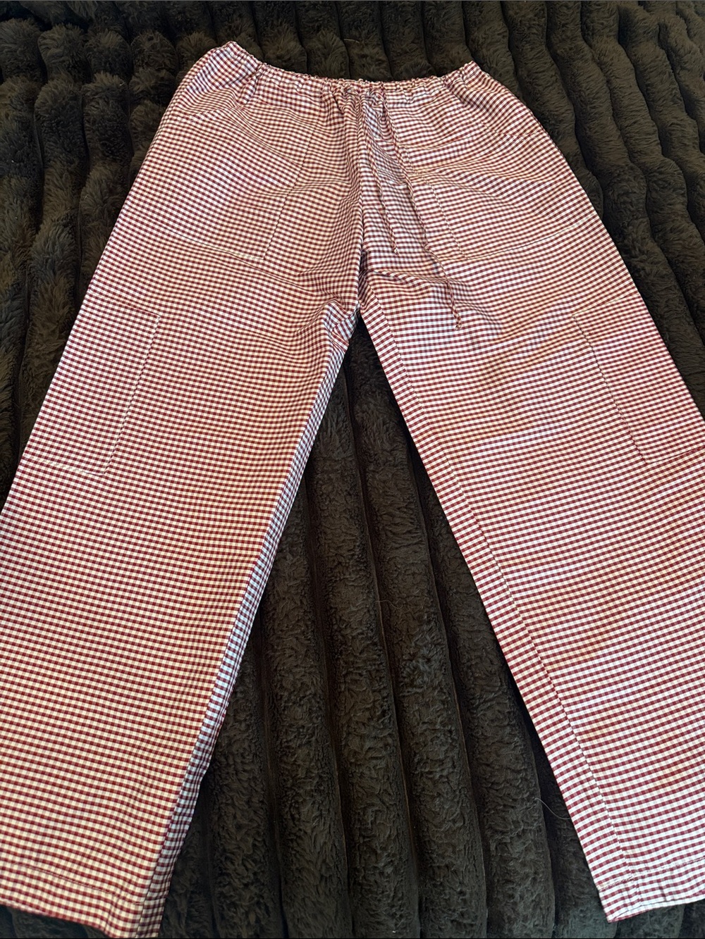DONNI. Red Gingham silk tafetta cargos